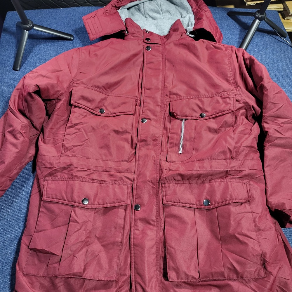 Boulder Creek Trading Company Big XL Mens Burgundy Parka Winter Hooded Jacket